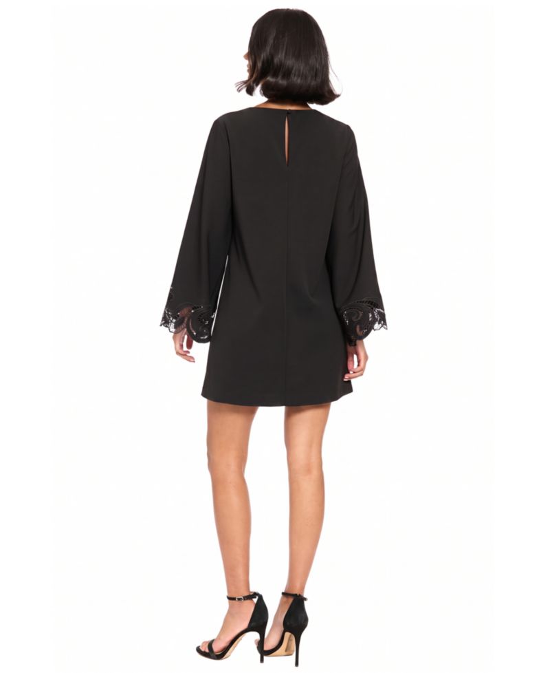Petite Embroidered A-Line Bell Sleeve Dress