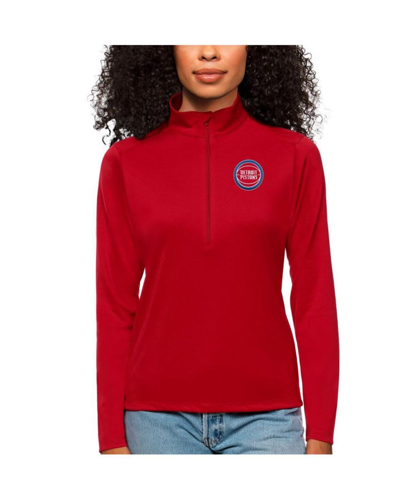 Women's Red Detroit Pistons Tribute Half-Zip Top