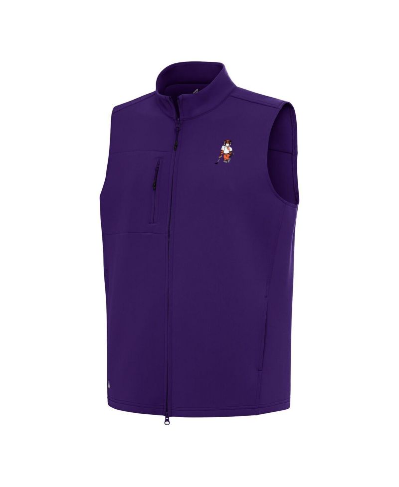 Men's Purple Clemson Standing Tiger Golf Demand Full-Zip Vest