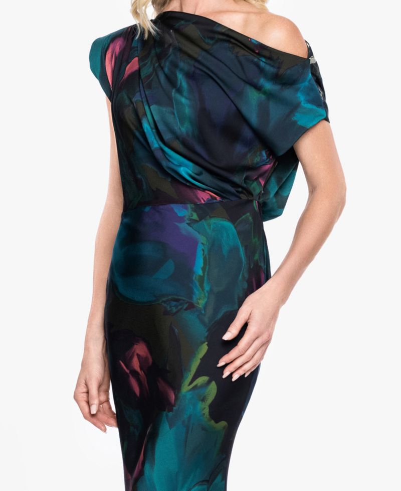 Women's One-Shoulder Printed Gown