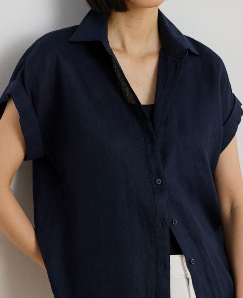 Dolman-Sleeve 100% Linen Shirt