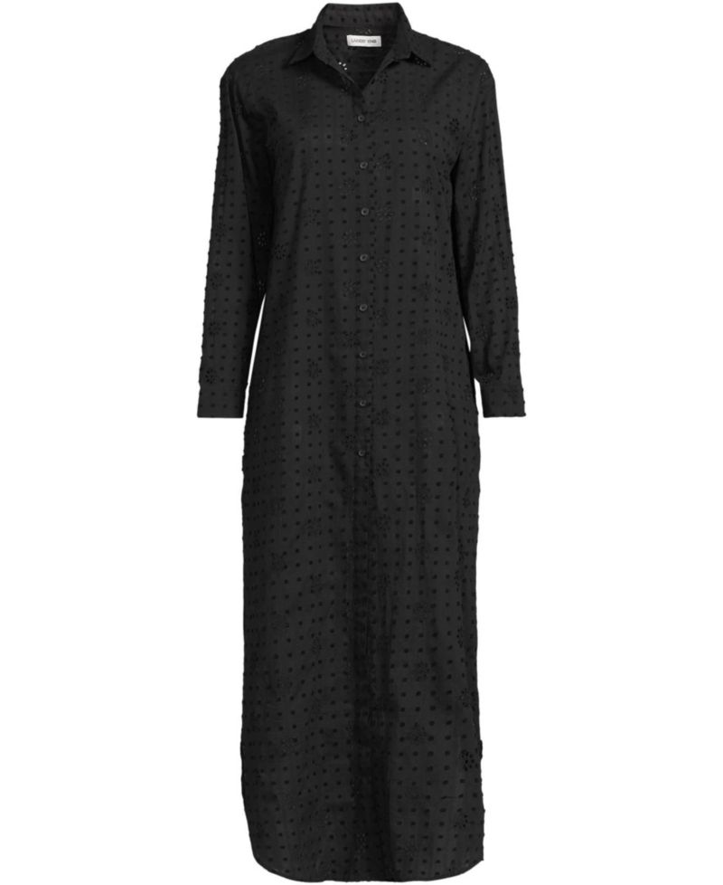 Women's Eyelet Button Down Maxi Cover-up Dress