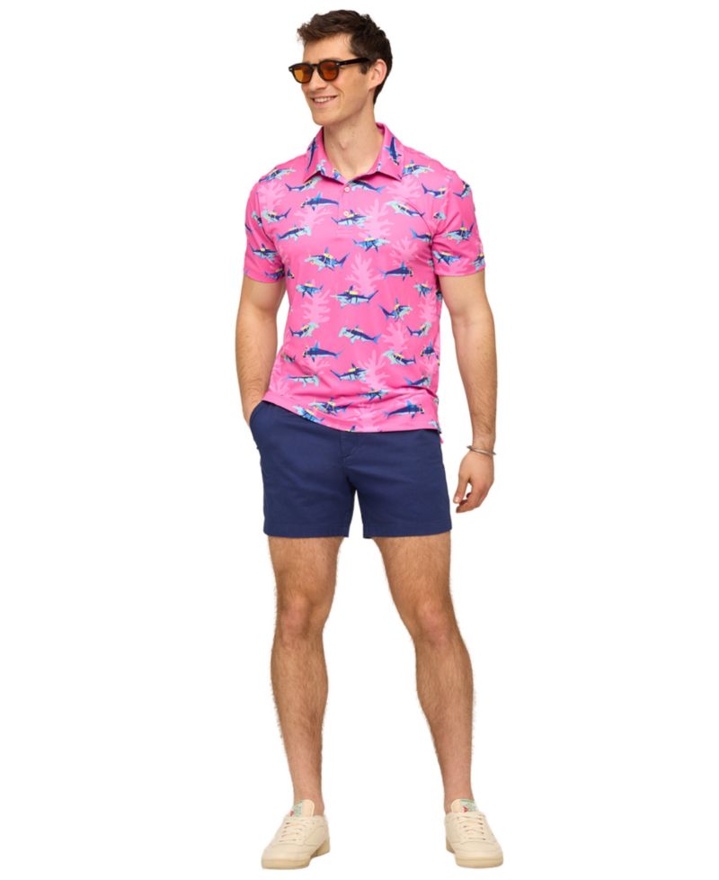 Men's Great Pink Shark Short-Sleeve Polo Shirt