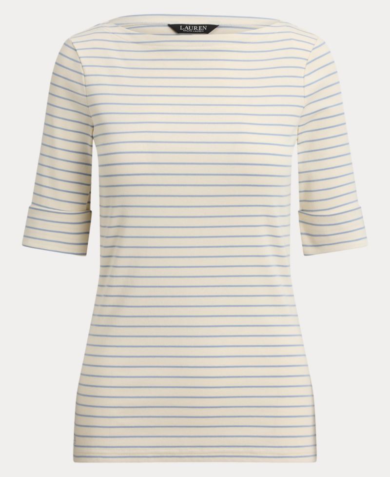 Women's Striped Boat Neck Top