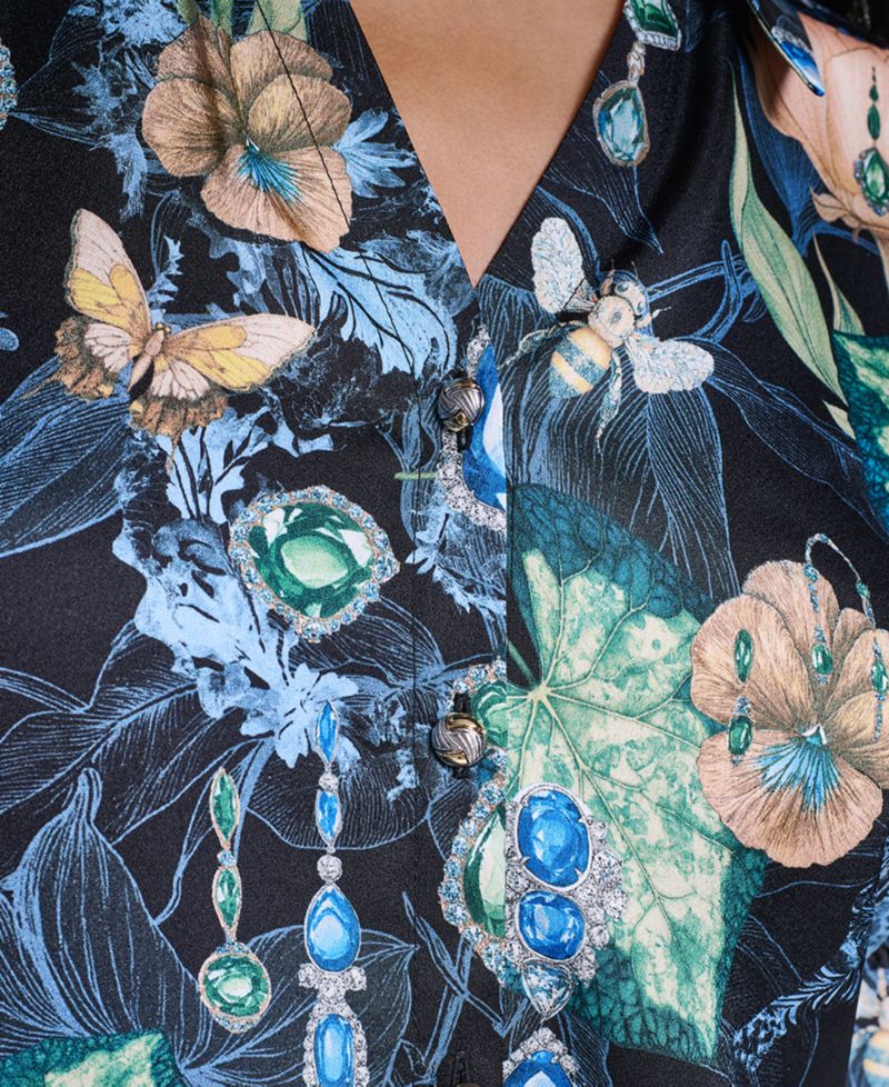 Petite Collared Printed Woven Top