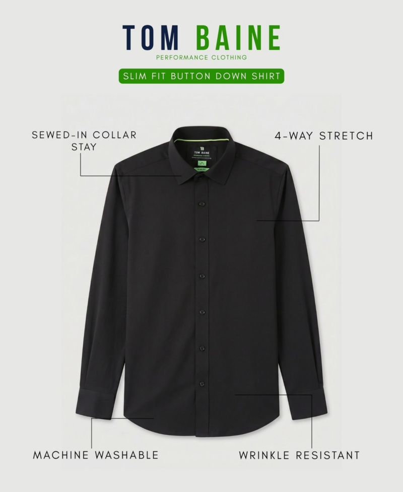 Men's Performance Stretch Solid Button-Down Shirt