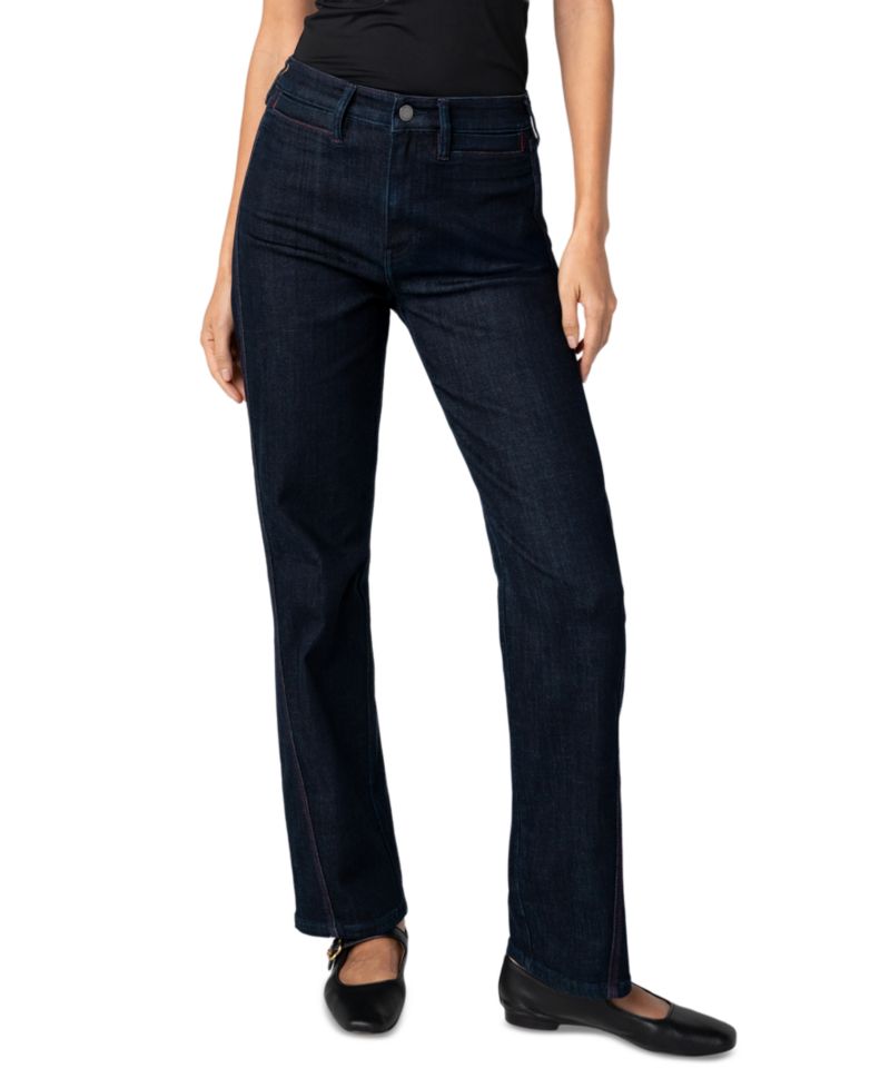 Women's Side Stitch Detail Mid-Rise Straight Jeans