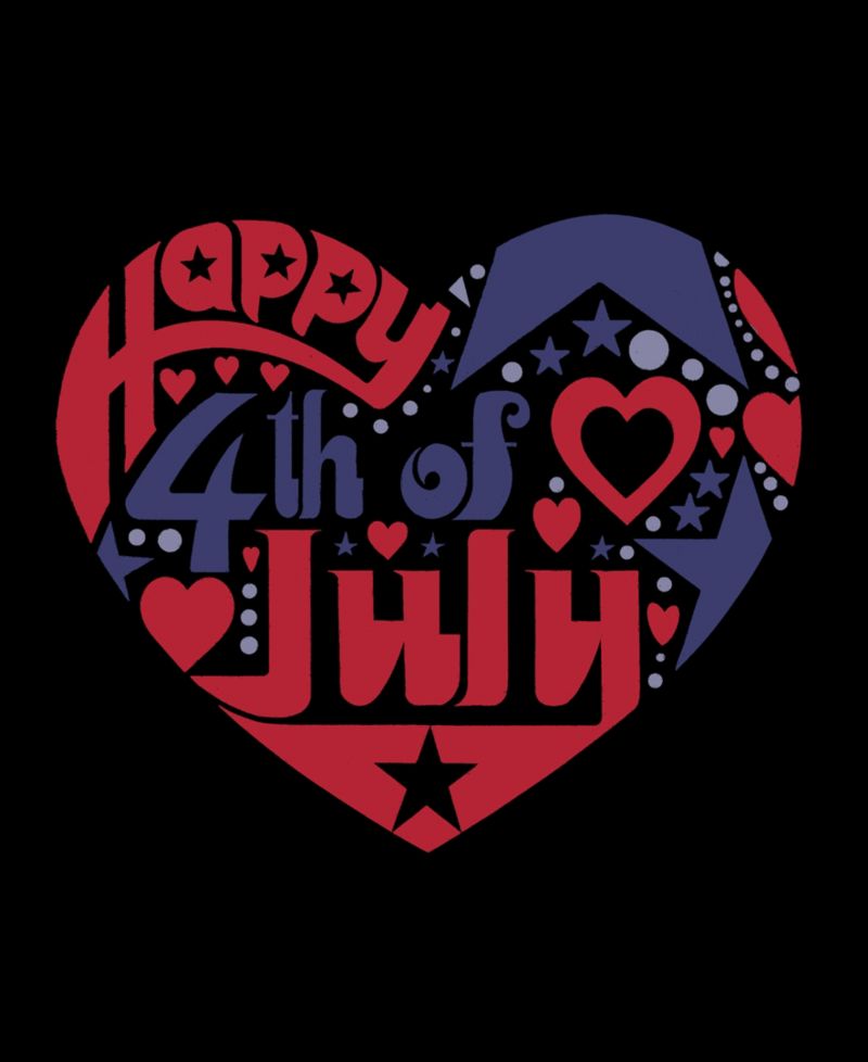 Plus Size July 4th Heart Word Art T-Shirt