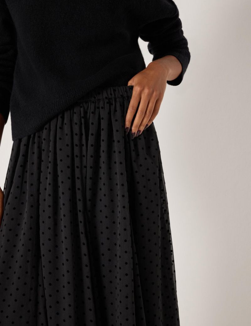 Women's Asymmetrical Flocked Spot Skirt