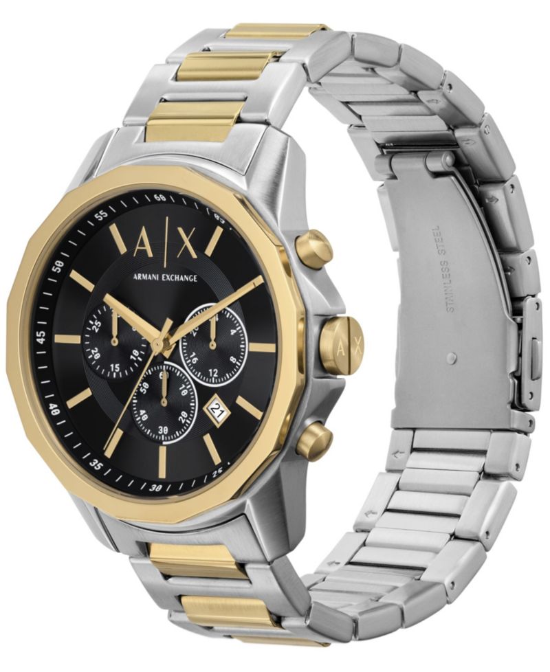 Men's Quartz Chronograph Multi Stainless Steel Watch 44mm Set, 2 Pieces