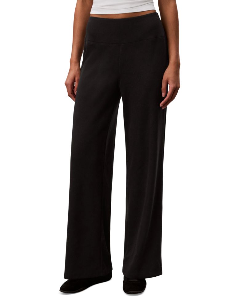 Women's Pull-On Waffle-Knit Relaxed-Fit Straight-Leg Pants