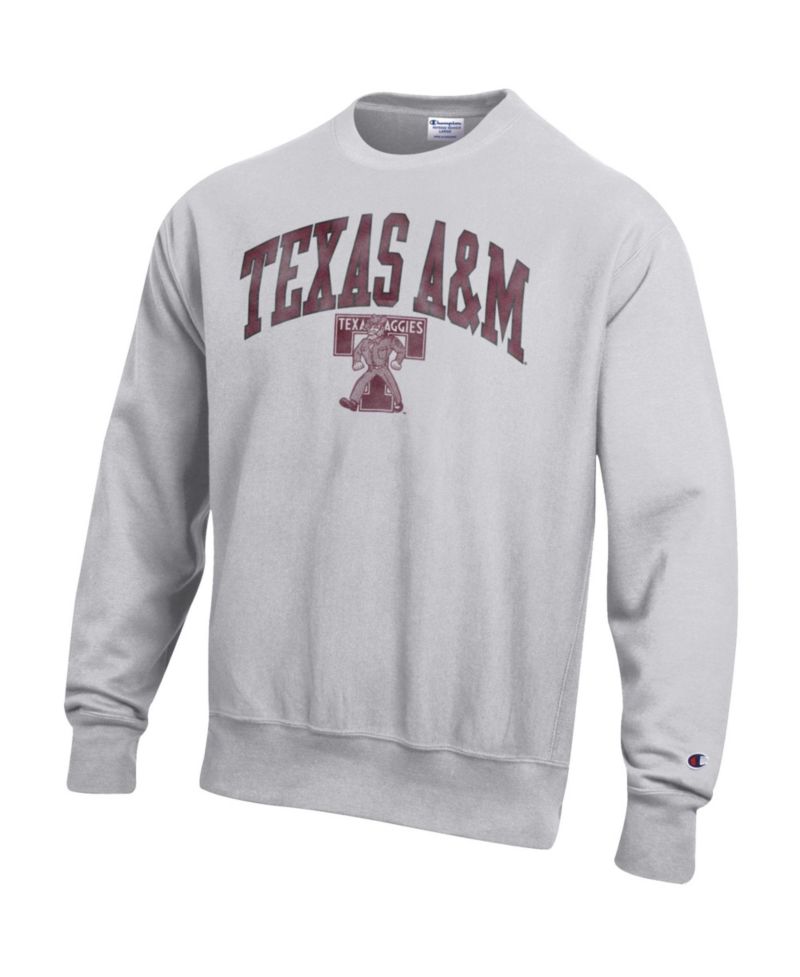 Men's Texas A&M Aggies Distressed Arch Over Logo Reverse Weave Crewneck Sweatshirt