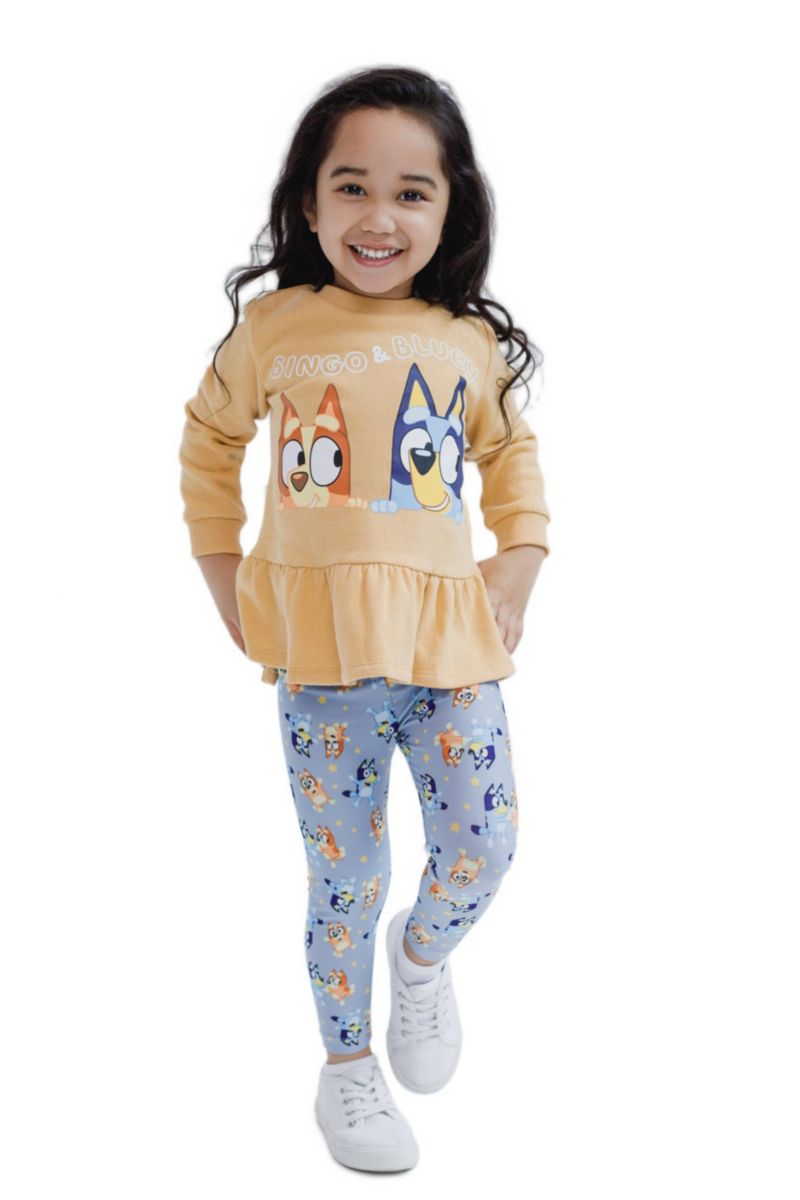 Little Girls Peplum Sweatshirt and Leggings Outfit Set(6-12)