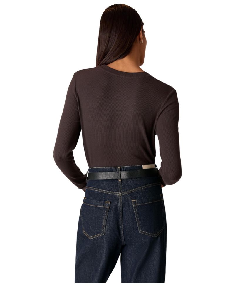 Women's Essential Long-Sleeve Crewneck Viscose-Blend T-Shirt