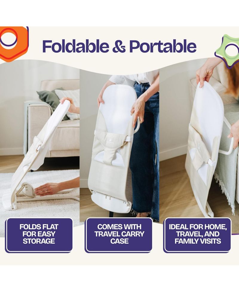 Kids Portable 2 in 1 Bouncer – Versatile Bouncer Chair Bouncer with Ergonomic Support to Use, Oatmeal
