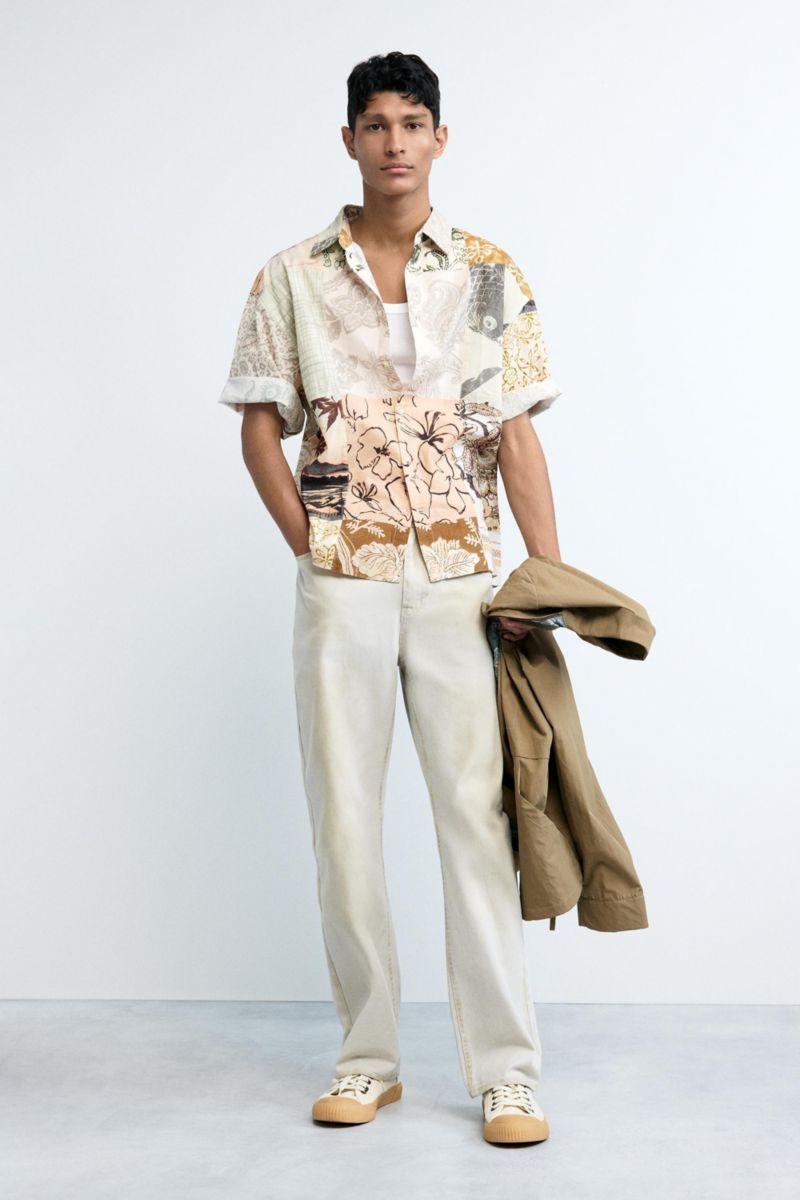 Men's Oriental patch shirt