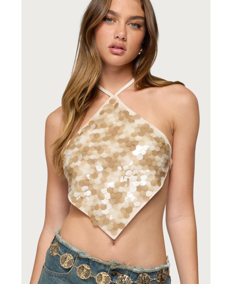 Women's Dixie Backless Sequin Triangle Top