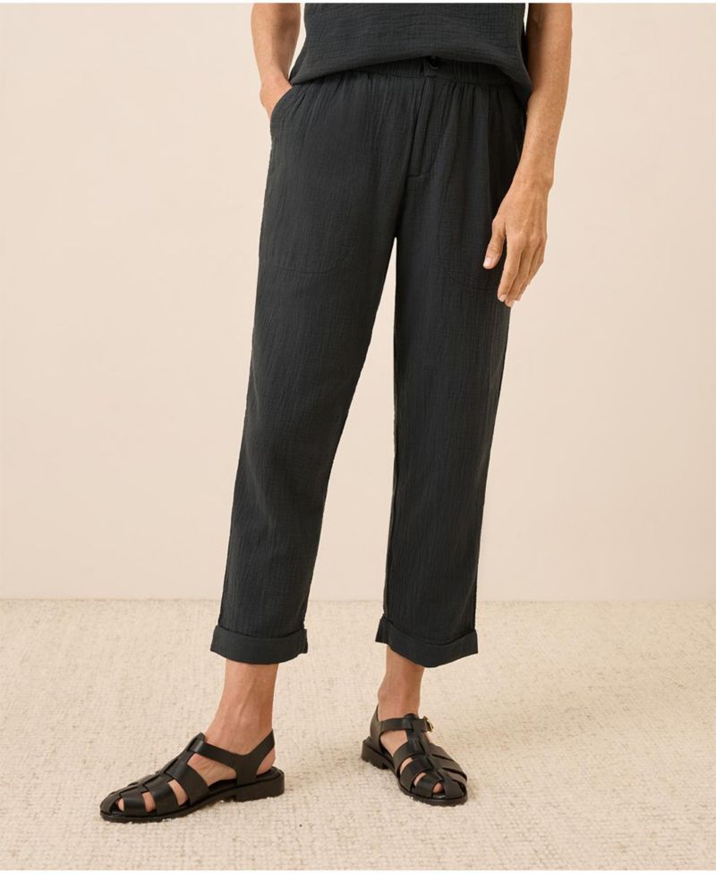 Organic Cotton Coastal Double Gauze Rolled Cuff Pant