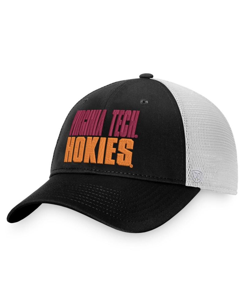 Men's Black, White Virginia Tech Hokies Stockpile Trucker Snapback Hat