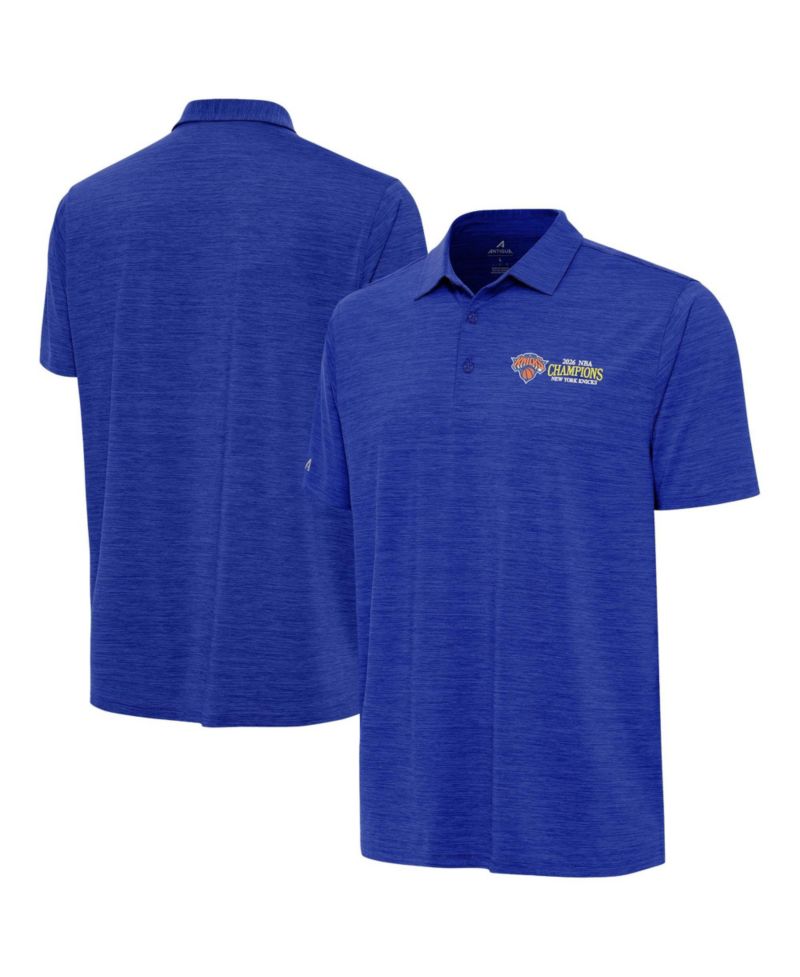 Men's Heather Blue New York Knicks 2026 NBA Finals Champions Secondary Layout Polo Shirt