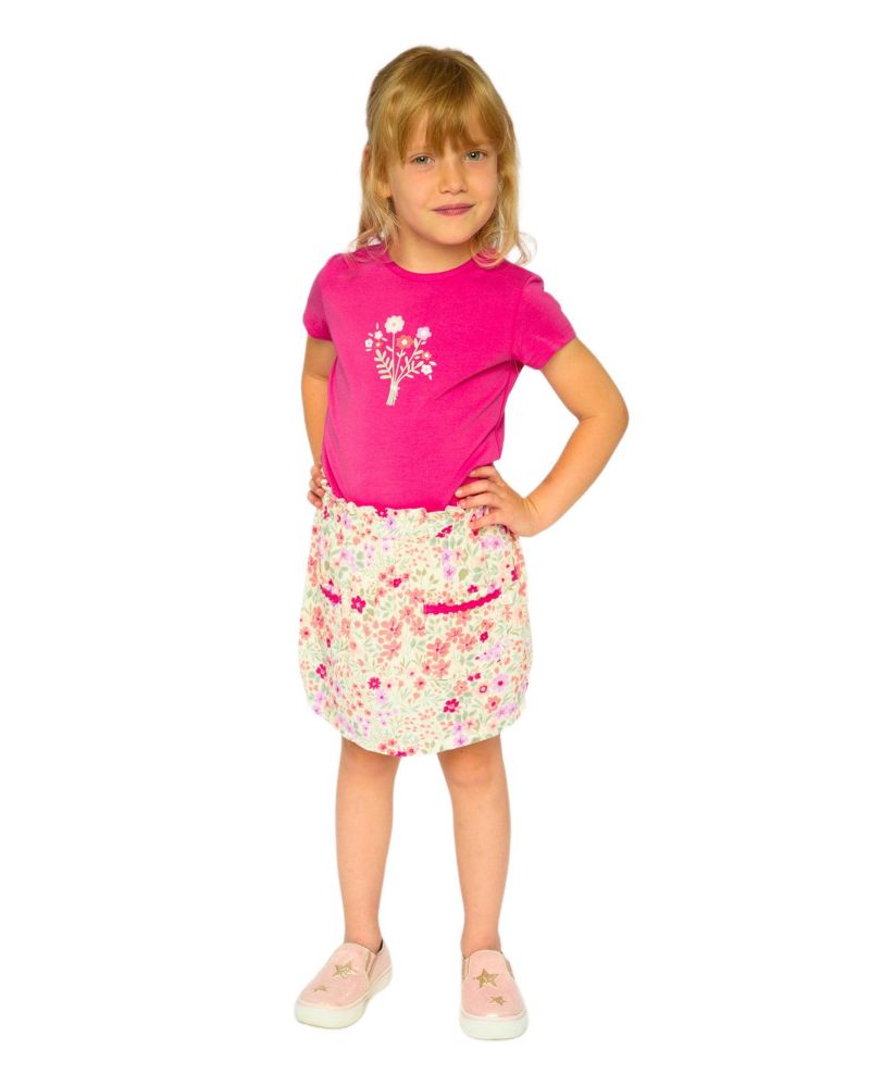 Baby Girls Muslin Skort Off White Printed Flowers