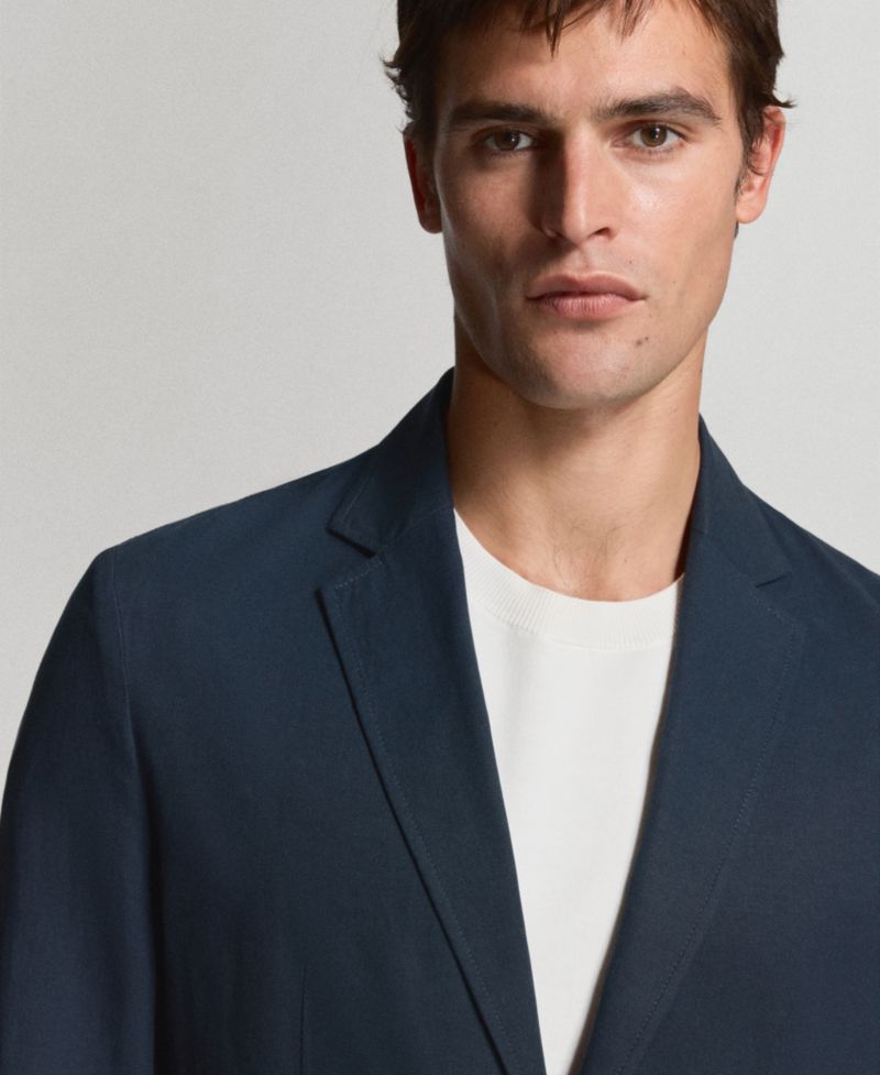 Men's Slim-Fit Linen-Lyocell Blend Suit Blazer