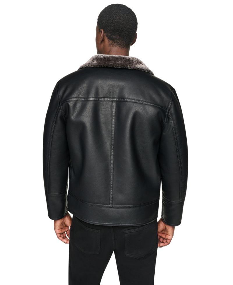Men's Faux Fur Lined PU Jacket