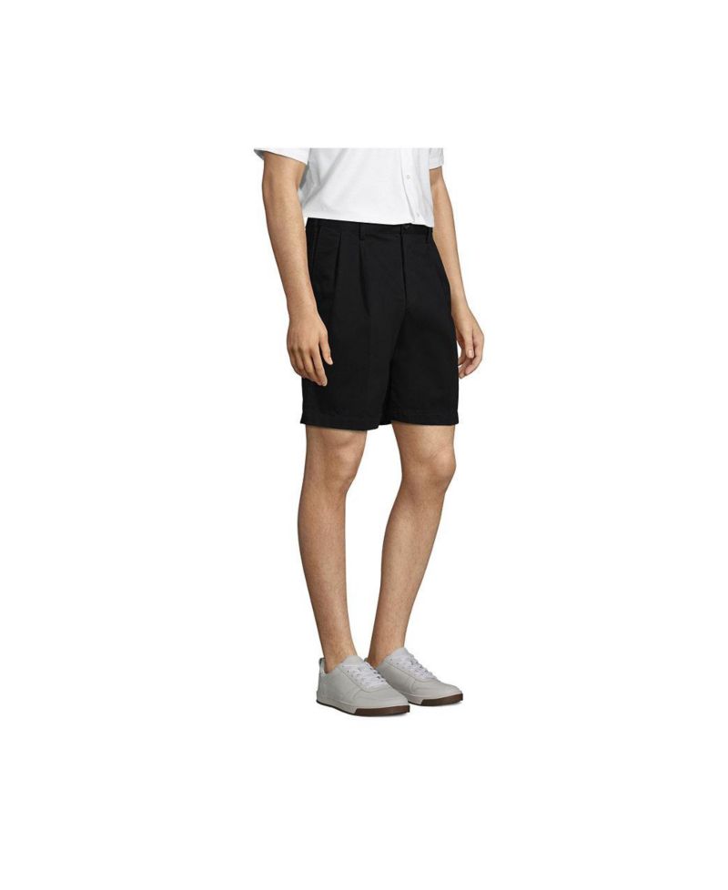 Men's No Iron 9" Comfort Waist Pleated Front Chino Short
