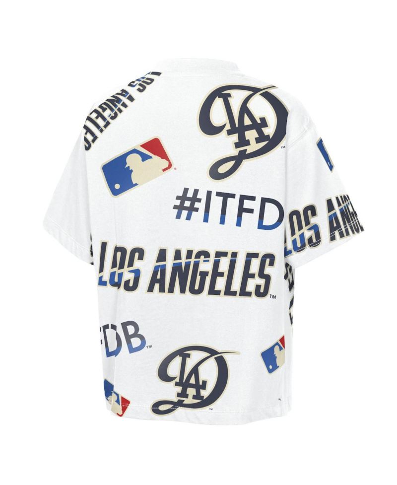 Big Boys and Girls White Los Angeles Dodgers Circus Catch T-Shirt