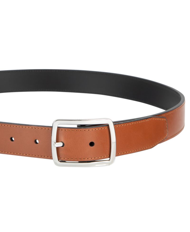 32MM Men's Center-Bar Reversible Leather Belt