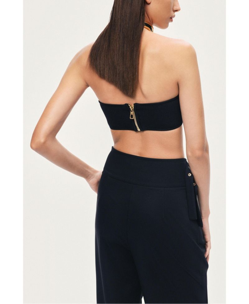 Women's Cut-Out Waist Wide-Leg Pants