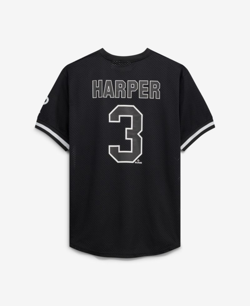 Men's Bryce Harper Black/White Philadelphia Phillies Big & Tall Heavyweight Mesh Jersey