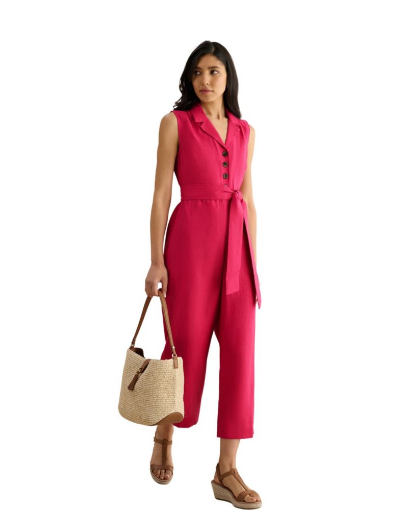 Women's Destiny Collared Linen Jumpsuit