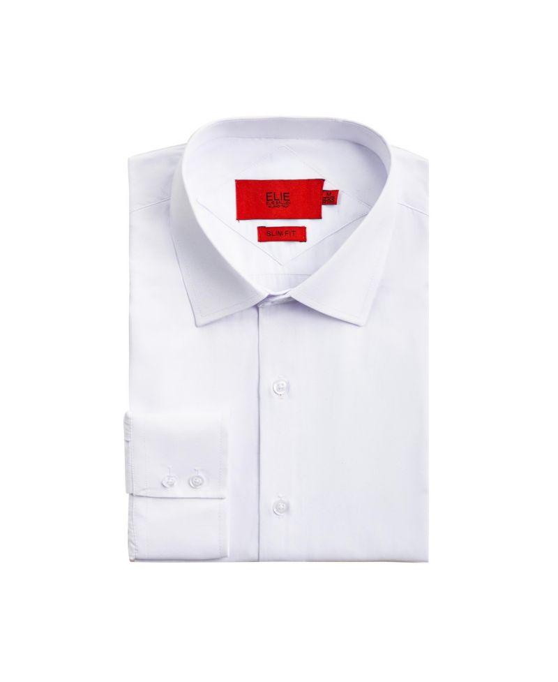 Little Boys White Slim Fit Swirl Print Button-Down Shirt