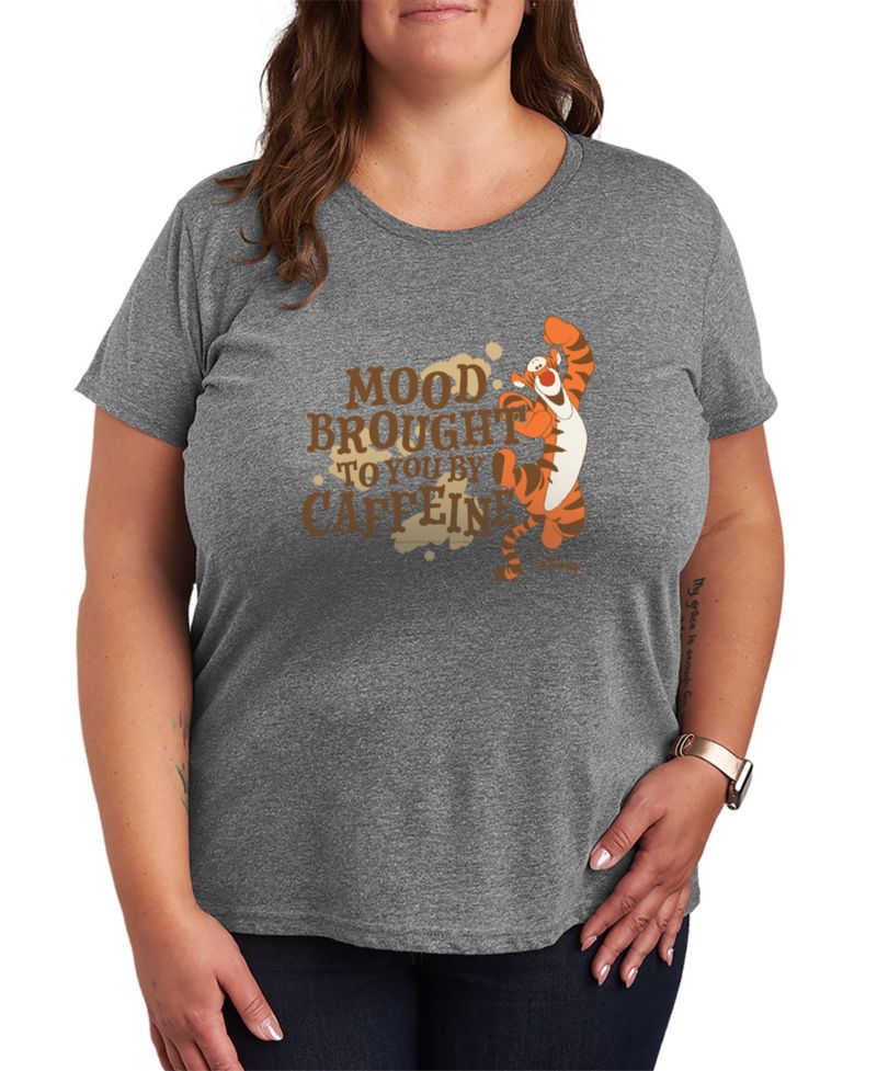 Plus Size Winnie The Pooh Tigger Mood Brought to You by Caffeine Graphic T-Shirt