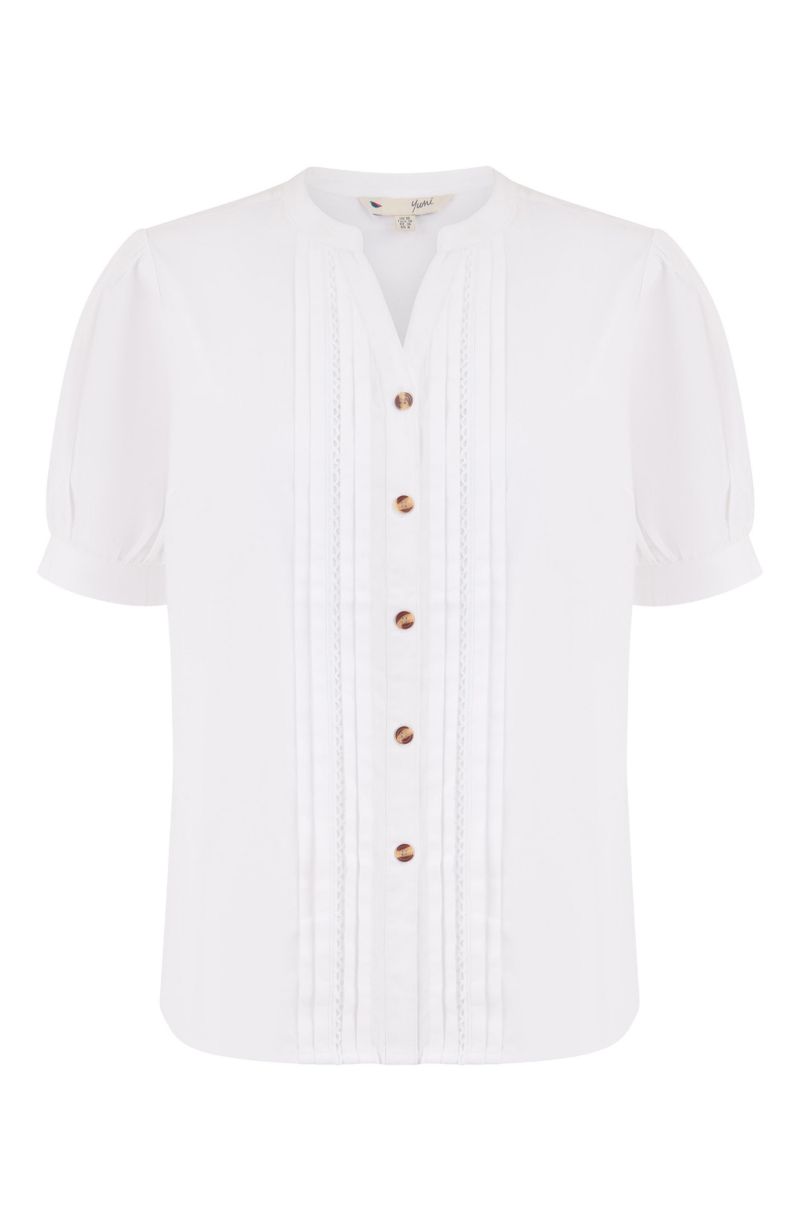 Women's Cotton Pleated Short Sleeve Shirt