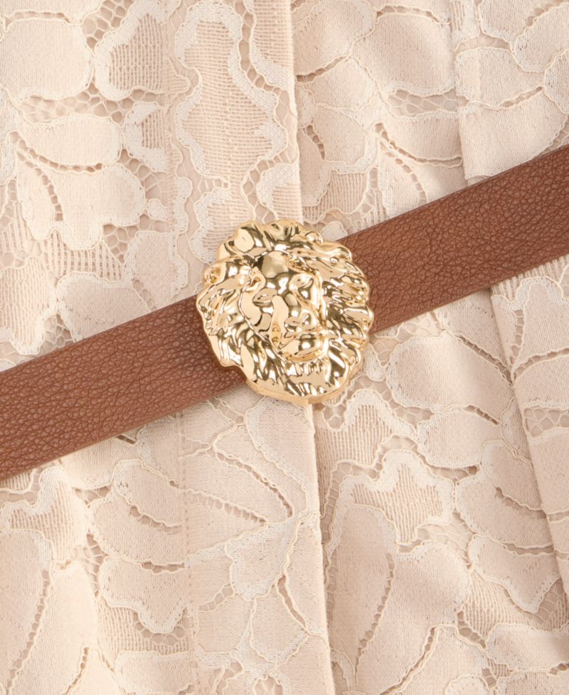 Women's Floral Lace Belted Shirtdress