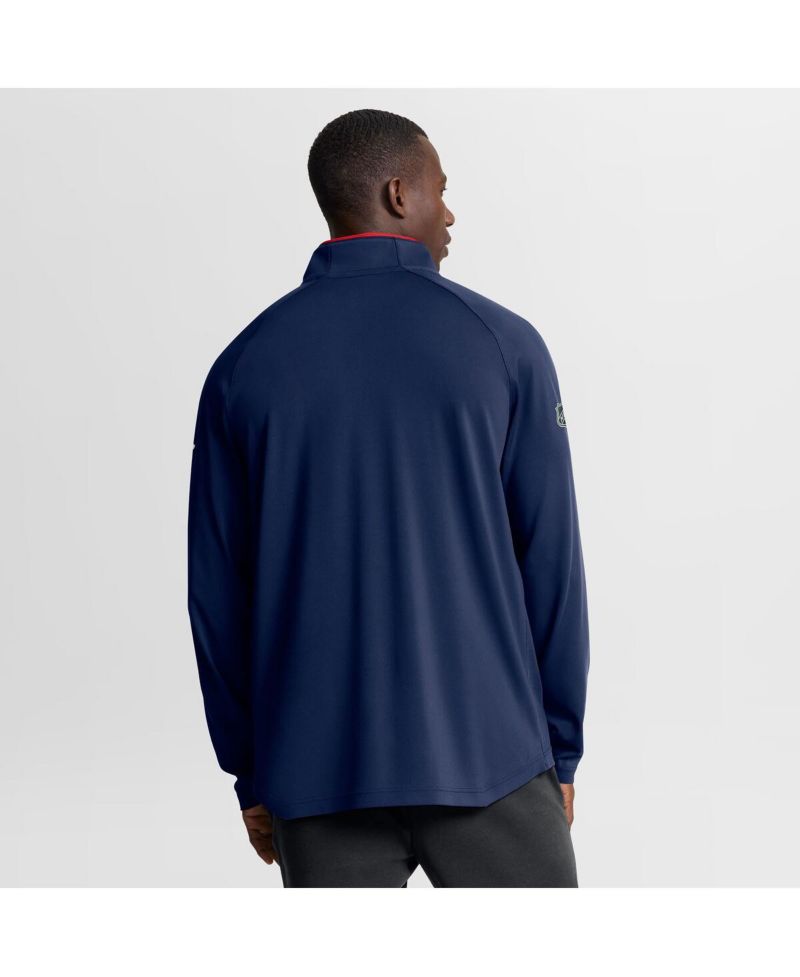 Men's Navy Columbus Blue Jackets Authentic Pro Rink Training Quarter-Zip Pullover Sweatshirt