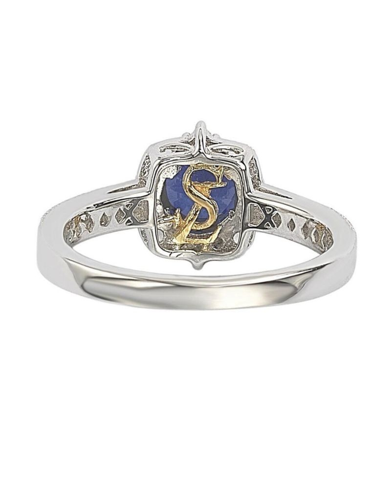 Suzy Levian Sterling Sapphire & Created Sapphire Eccentric Halo Center Stone Ring