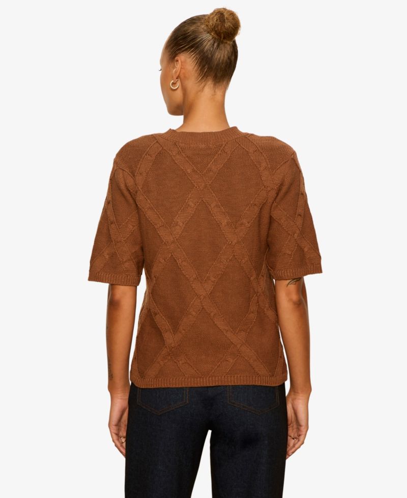 Petite Short-Sleeve Cotton Sweater T-Shirt