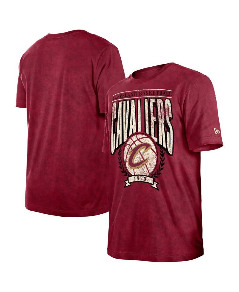 Men's Wine Cleveland Cavaliers Hardwood Classics Oversized Boxy Mineral Wash T-Shirt