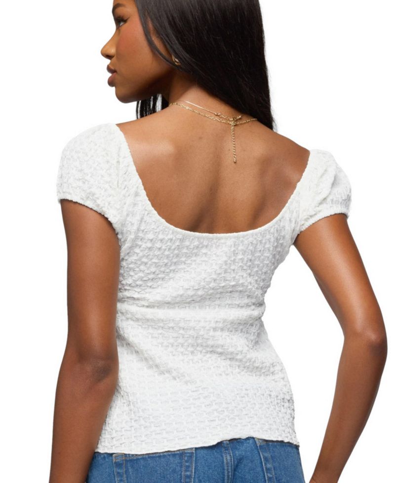 Women's Dorothey Textured Tie Front Top