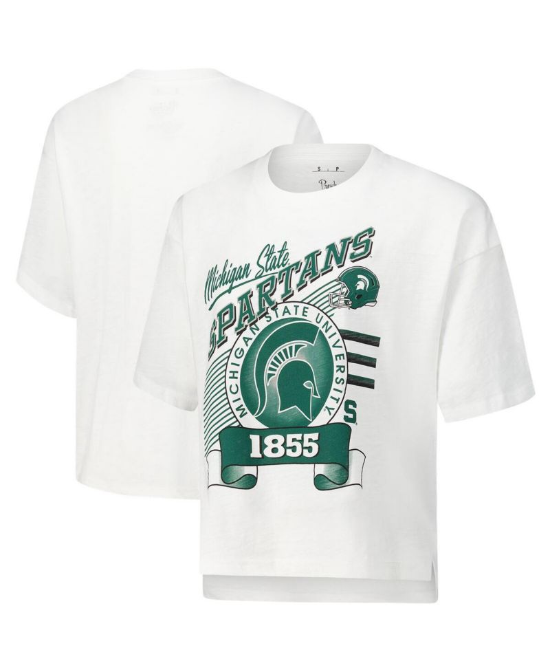 Women's White Michigan State Spartans Rock Roll Slub T-Shirt