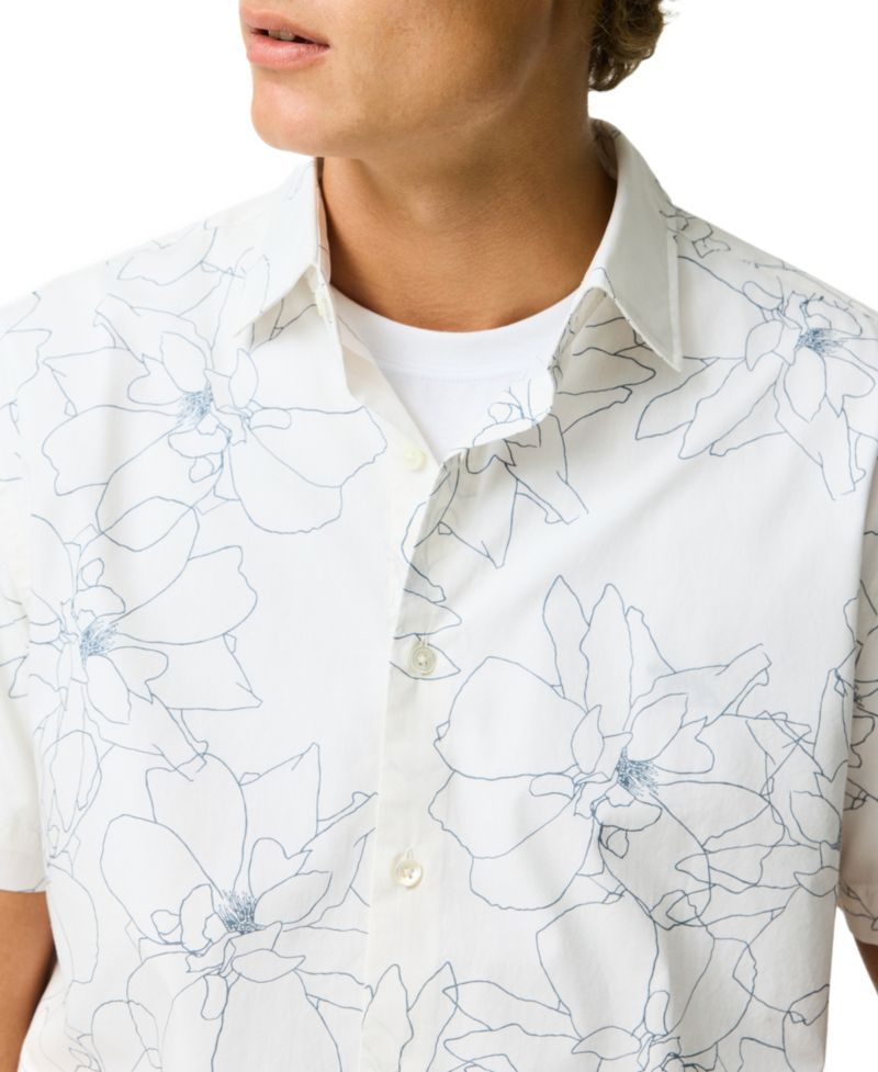 Men's Regular Fit Bird Rock Short Sleeve Cotton Shirt
