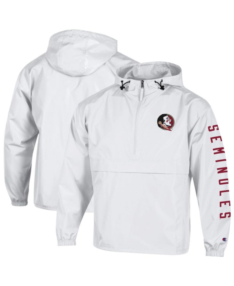 Men's White Florida State Seminoles Cloud Packable Half-Zip Hooded Jacket
