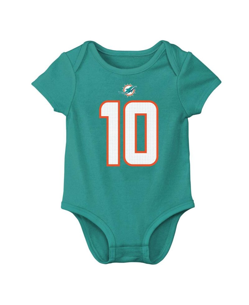 Baby Boys and Girls Tyreek Hill Aqua Miami Dolphins Player Name & Number Bodysuit