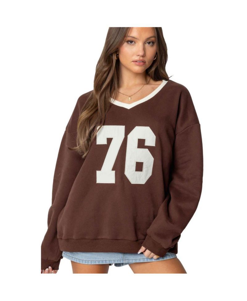 Women's 76 Oversized V Neck Sweater
