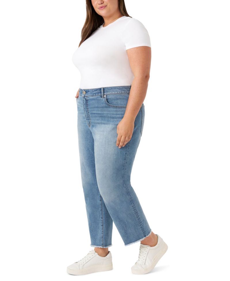 Plus Size Vintage Straight Ankle Jeans