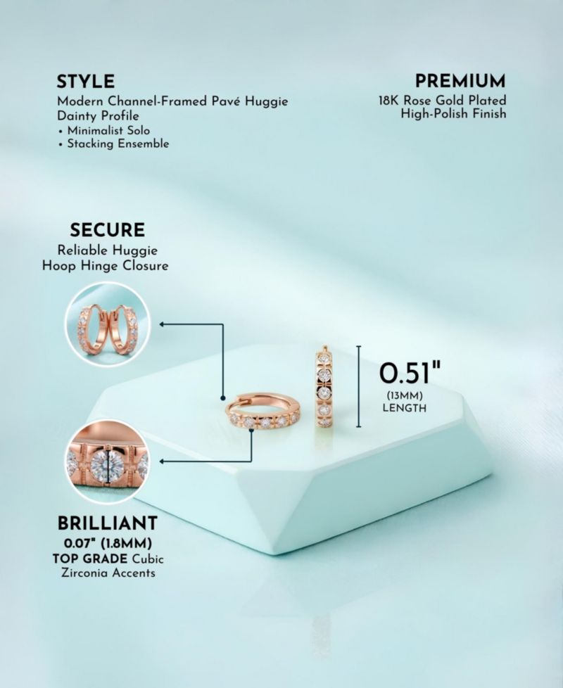 Minimalist Cubic Zirconia Extra Mini Huggie Hoop Earrings