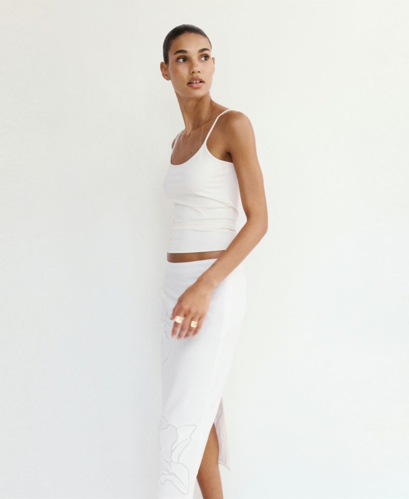 Women's Floral Embroidered Linen Skirt